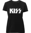 Женская премиум футболка Kiss logo Черный фото