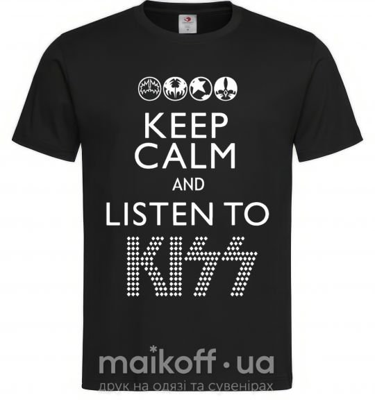 Чоловіча футболка Keep calm and listen to Kiss Чорний фото