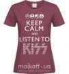 Женская футболка Keep calm and listen to Kiss Бордовый фото