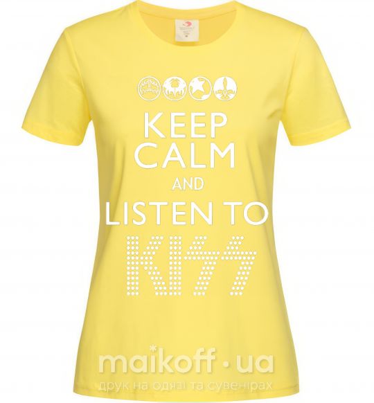 Женская футболка Keep calm and listen to Kiss Лимонный фото
