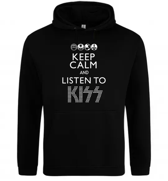 Женская толстовка (худи) Keep calm and listen to Kiss Черный фото