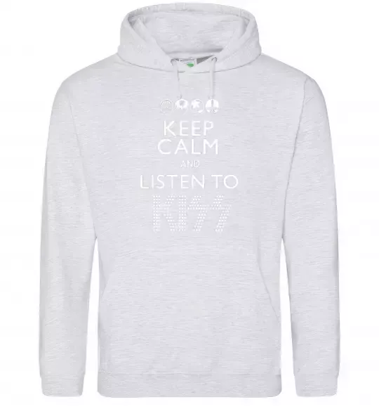 Женская толстовка (худи) Keep calm and listen to Kiss Серый меланж фото