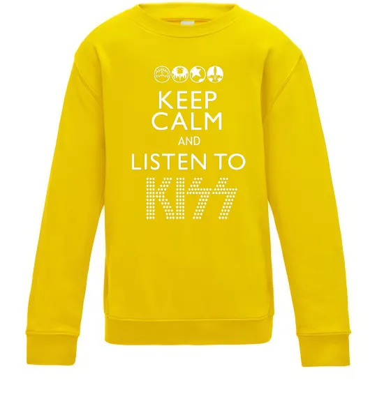 Детский Свитшот Keep calm and listen to Kiss Солнечно желтый фото