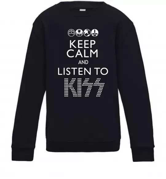 Детский Свитшот Keep calm and listen to Kiss Черный фото