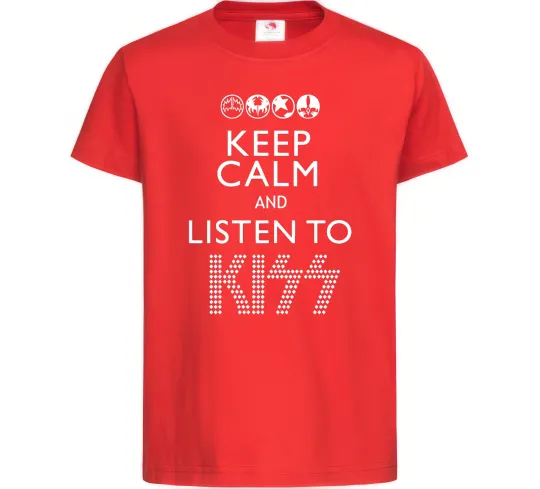 Детская футболка Keep calm and listen to Kiss Красный фото