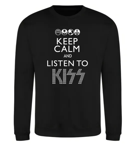 Світшот Keep calm and listen to Kiss Чорний фото