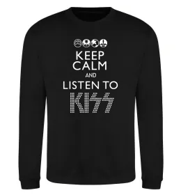 Свитшот Keep calm and listen to Kiss Черный фото