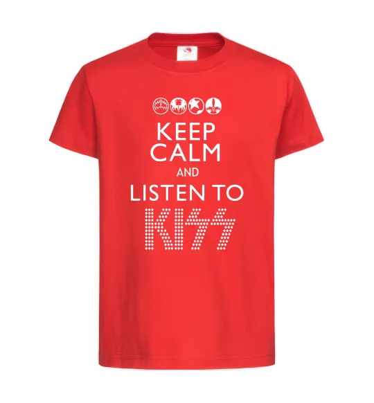 Дитяча футболка Keep calm and listen to Kiss Червоний фото