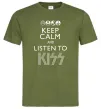 Чоловіча футболка Keep calm and listen to Kiss Оливковий фото