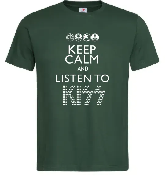 Чоловіча футболка Keep calm and listen to Kiss Темно-зелений фото