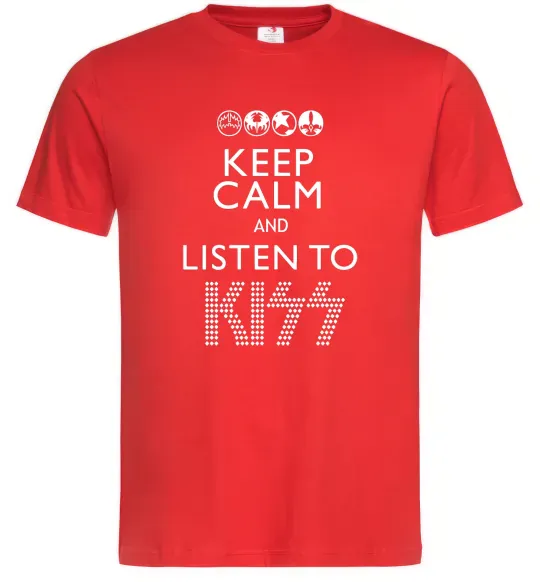 Чоловіча футболка Keep calm and listen to Kiss Червоний фото