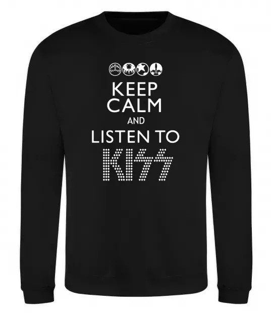 Світшот Keep calm and listen to Kiss Чорний фото