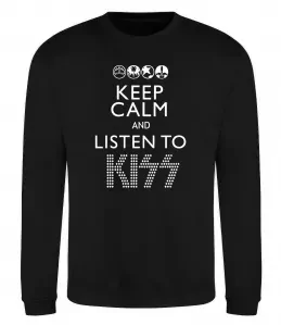 Свитшот Keep calm and listen to Kiss Черный фото