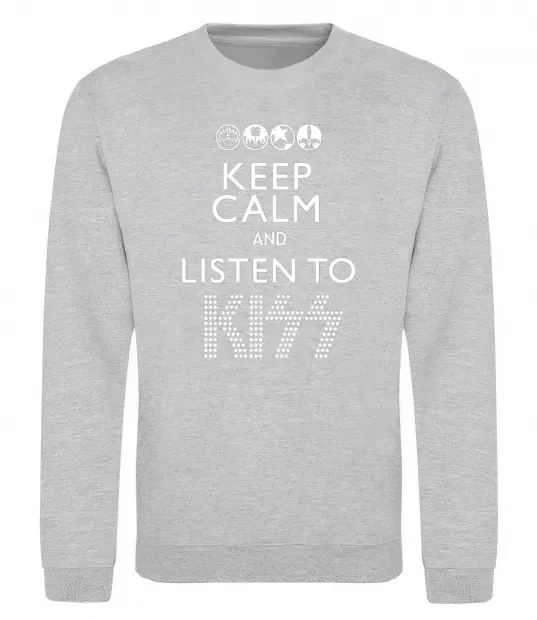 Світшот Keep calm and listen to Kiss Сірий меланж фото
