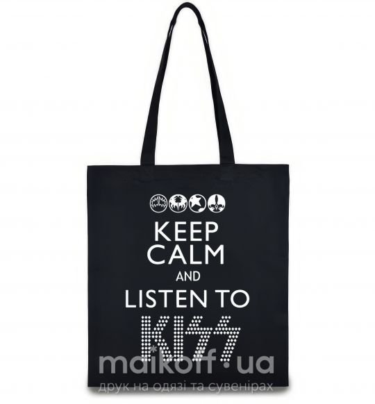 Еко-сумка Keep calm and listen to Kiss Чорний фото
