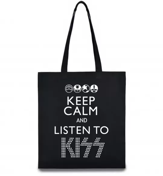 Еко-сумка Keep calm and listen to Kiss Чорний фото