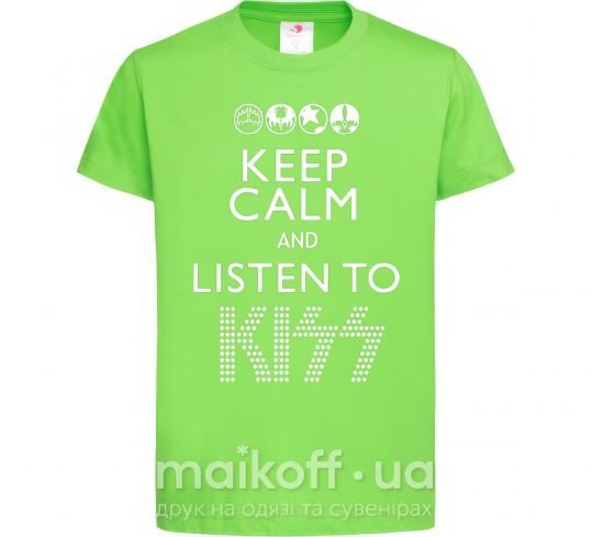 Детская футболка Keep calm and listen to Kiss Лаймовый фото