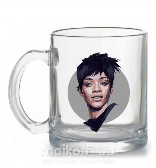 Чашка стеклянная Рианна портрет Прозрачный фото