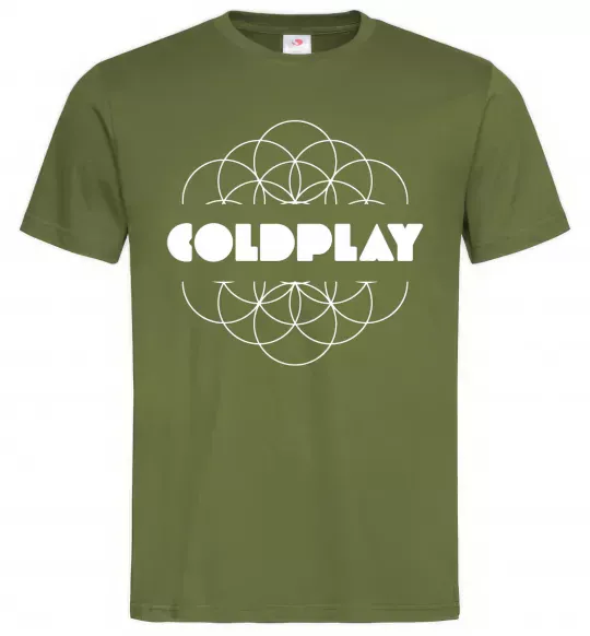 Мужская футболка Coldplay white logo Оливковый фото