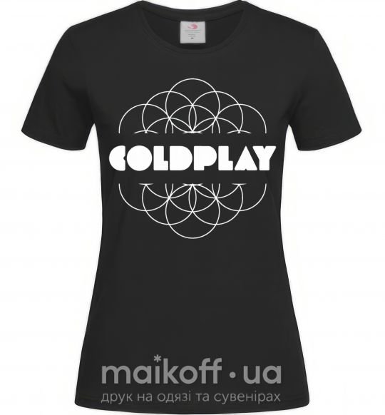 Женская футболка Coldplay white logo Черный фото