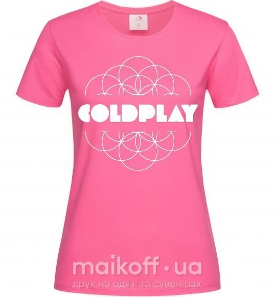 Женская футболка Coldplay white logo Ярко-розовый фото