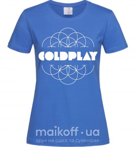 Жіноча футболка Coldplay white logo Яскраво-синій фото