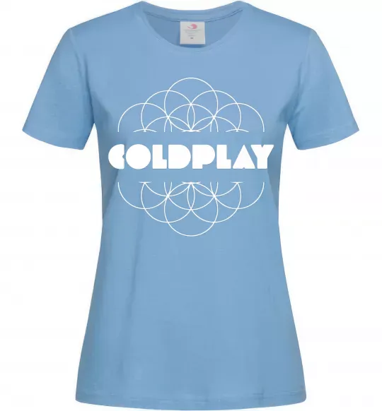 Жіноча футболка Coldplay white logo Блакитний фото