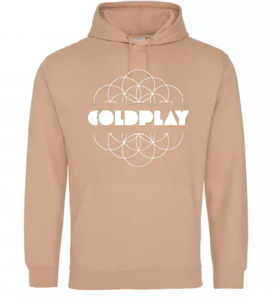 Мужская толстовка (худи) Coldplay white logo Песочный фото