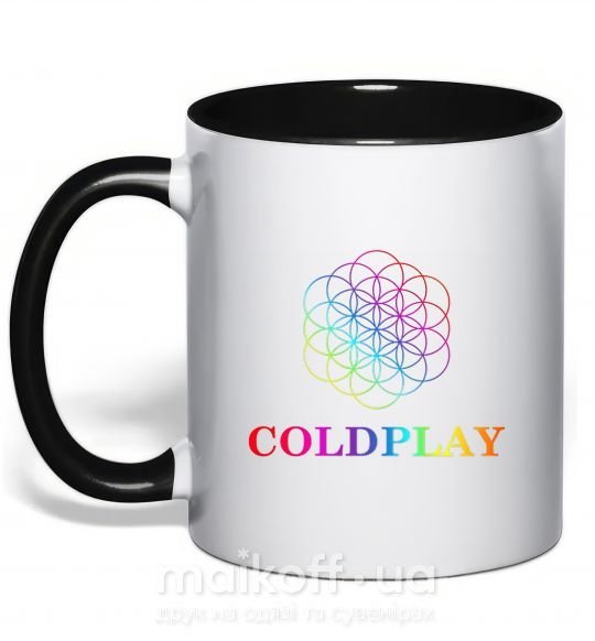 Чашка з кольоровою ручкою Coldplay logo Чорний фото
