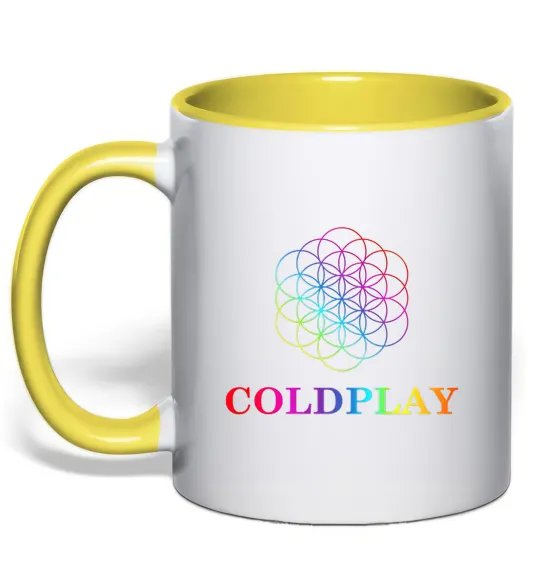 Чашка с цветной ручкой Coldplay logo Лимонный фото