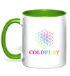 Чашка с цветной ручкой Coldplay logo Лаймовый фото