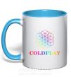 Чашка з кольоровою ручкою Coldplay logo Блакитний фото