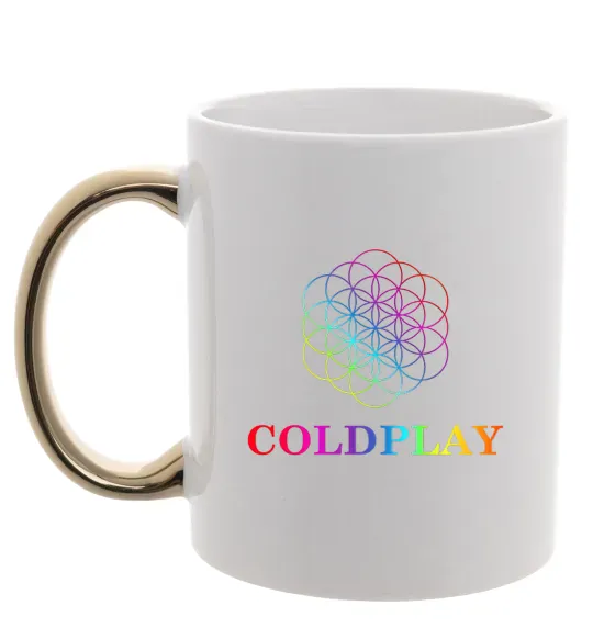 Чашка с цветной ручкой Coldplay logo Золото фото