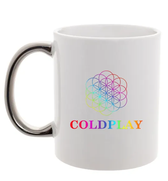Чашка с цветной ручкой Coldplay logo Серебро фото