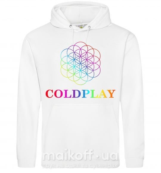 Мужская толстовка (худи) Coldplay logo Белый фото