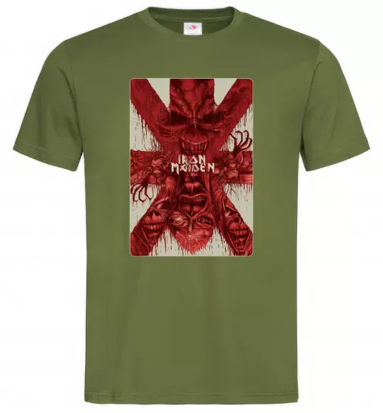 Мужская футболка Iron maiden print Оливковый фото