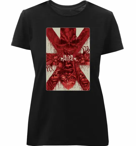 Женская премиум футболка Iron maiden print Черный фото