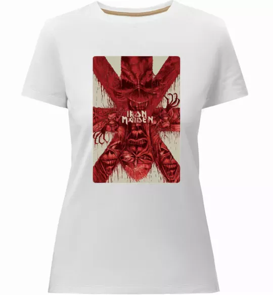 Женская премиум футболка Iron maiden print Белый фото