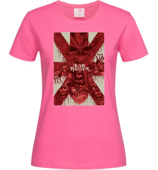 Жіноча футболка Iron maiden print Яскраво-рожевий фото