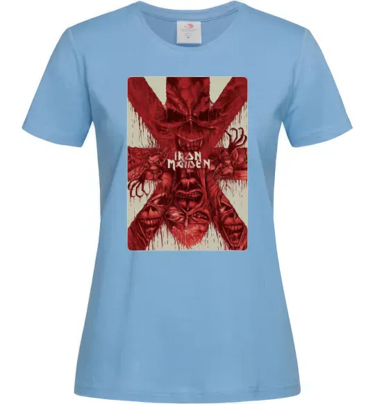 Жіноча футболка Iron maiden print Блакитний фото