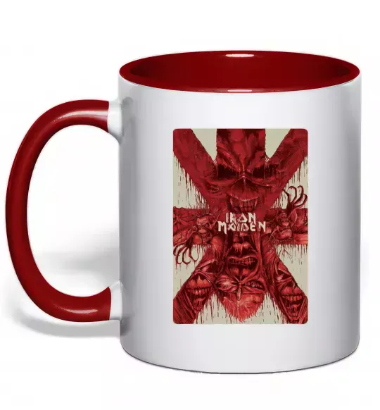 Чашка с цветной ручкой Iron maiden print Красный фото