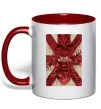 Чашка с цветной ручкой Iron maiden print Красный фото