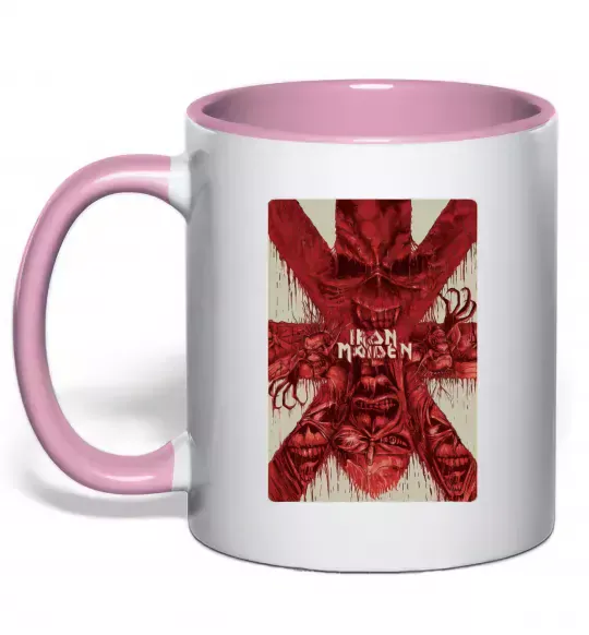 Чашка с цветной ручкой Iron maiden print Нежно розовый фото