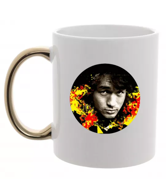 Чашка з кольоровою ручкою Віктор Цой Золото фото