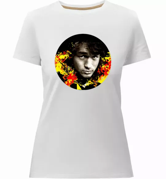 Жіноча преміум футболка Віктор Цой Білий фото