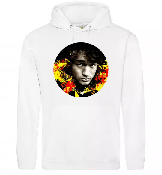 Мужская толстовка (худи) Віктор Цой Белый фото