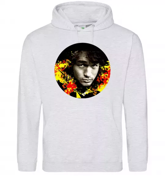 Мужская толстовка (худи) Віктор Цой Серый меланж фото