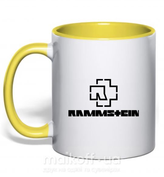 Чашка з кольоровою ручкою Rammstein logo Сонячно жовтий фото