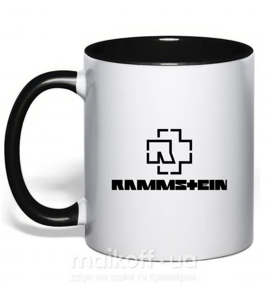 Чашка з кольоровою ручкою Rammstein logo Чорний фото