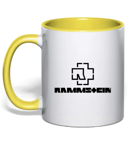 Чашка с цветной ручкой Rammstein logo Лимонный фото